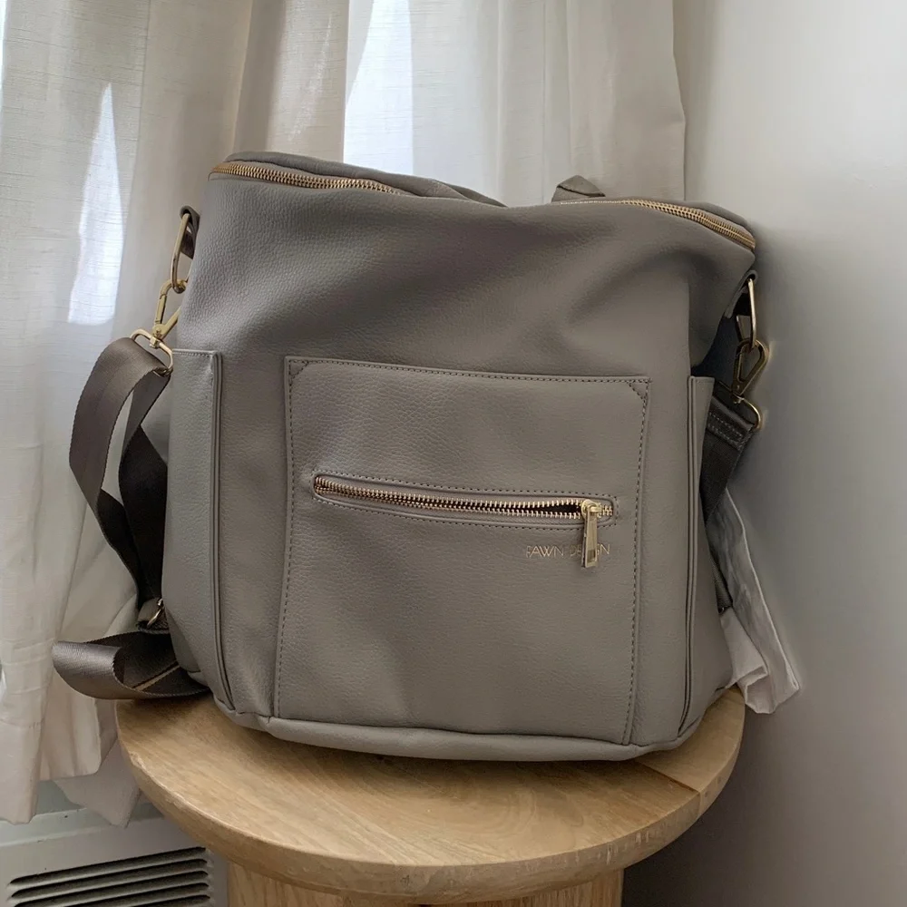 Fawn Design Faux Leather Diaper Backpack Bag Original with‎ changing pad